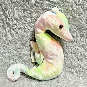 Ty Beanie Baby Neon Seahorse 1995 Pastel Tie-Dye Plush 9" Retired Collectible